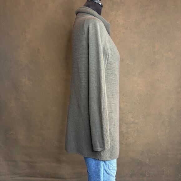 Tahari Merino Wool Blend Asymmetrical Sweater Tunic Olive Green Women’s S - Picture 4 of 12